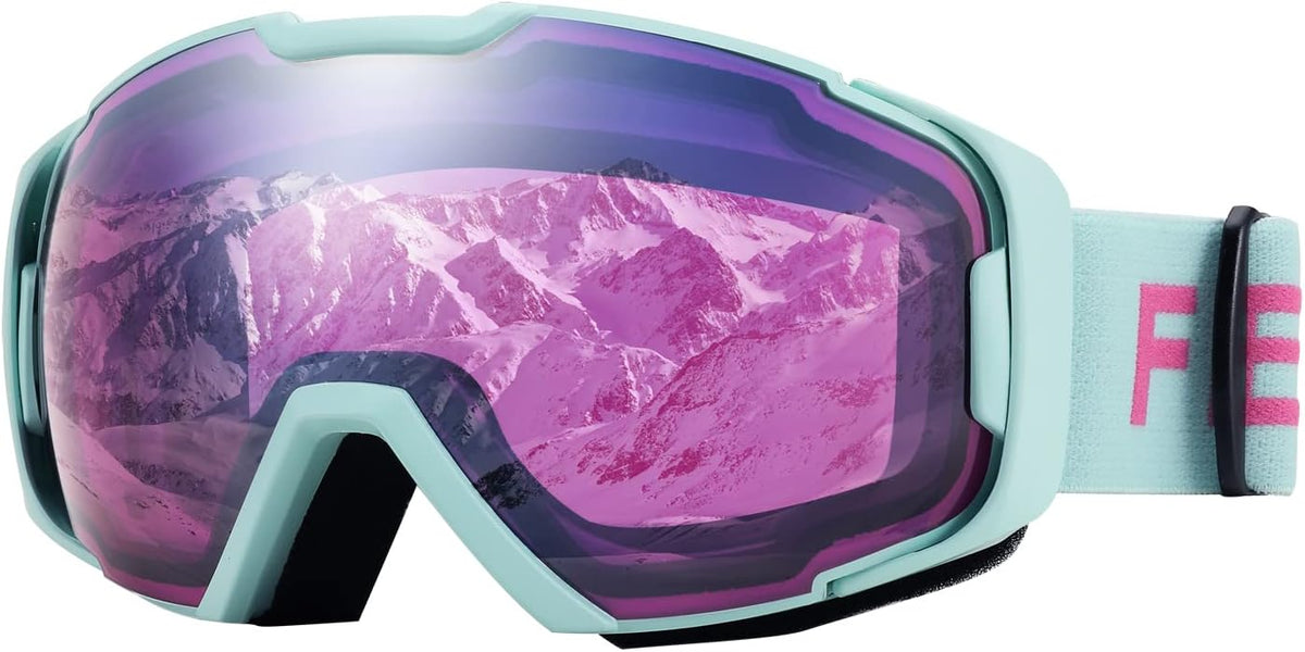Purple Silver Vlt 27% | B0BGKJ3M9Q | FEISEDY Ski Goggles, OTG Snow Sport Goggles for Adult Youth, Anti-Fog UV400 Protection Bendable Dual-Lenses B2961
