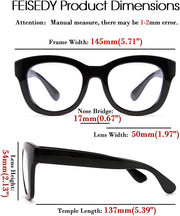 ÉÌƷͼƬ 12 | B082SVW71F | FEISEDY Retro Reading Glasses Thick Square Big Frame Blue Light Blocking Lens Anti Glare Digital Eyestrain B2534