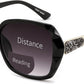Black / 1.5 x | B0GSW5MKSM | FEISEDY Oversized Butterfly Bifocal Sunglasses Reader for Women B0353