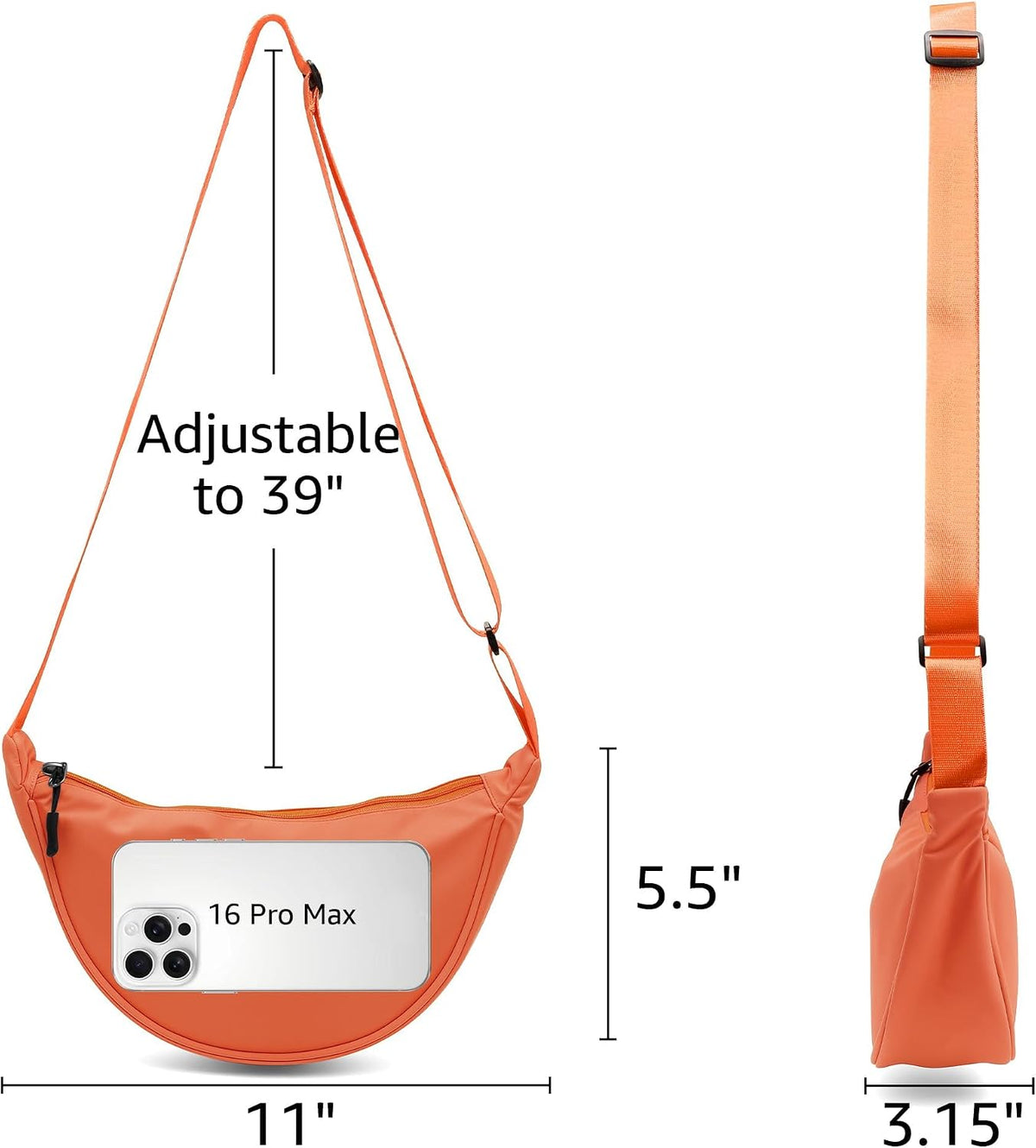 商品图片 5 | B0FR993ZX5 | Crescent Bag - Crossbody Bags for Women Men, Half Moon Sling Cross Body Bag, Lightweight