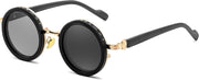 Golden / 46 Millimeters | B0GG9H1HKQ | FEISEDY Adjustable Polarized Sunglasses Round ND TAC Lenses UV400 B0380