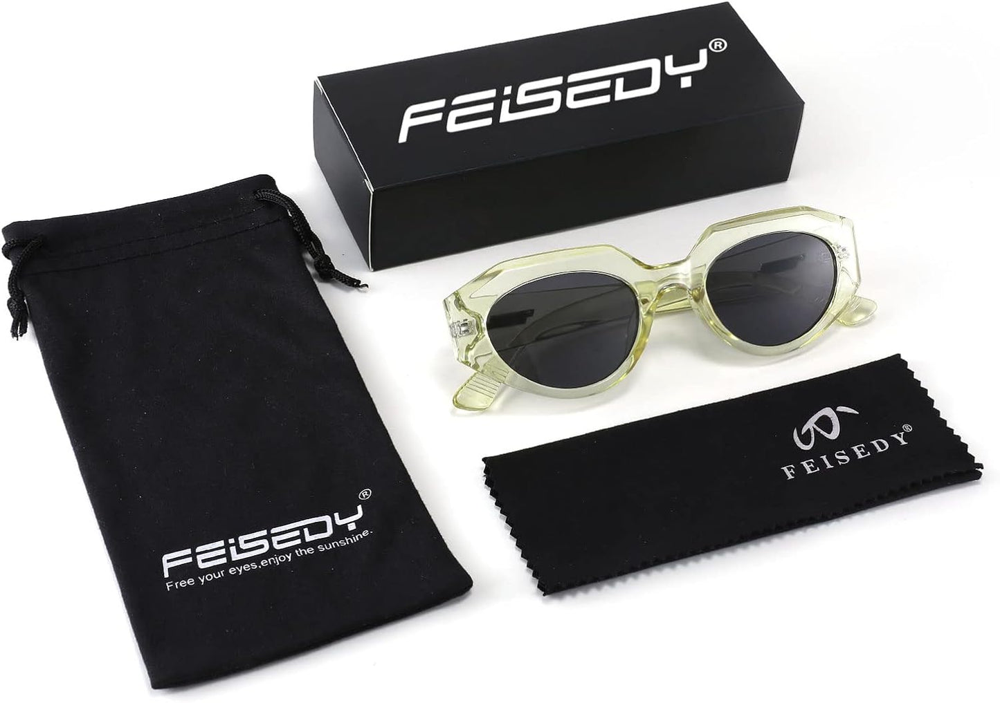 商品图片 7 | B091KBCJYG | FEISEDY Trendy Irregular Sunglasses for Women Retro Rectangle Narrow Frame Sun Glasses B2754