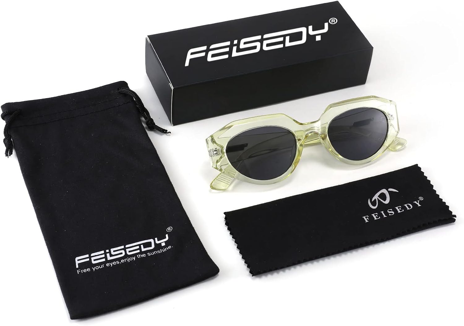 商品图片 7 | B091KBCJYG | FEISEDY Trendy Irregular Sunglasses for Women Retro Rectangle Narrow Frame Sun Glasses B2754