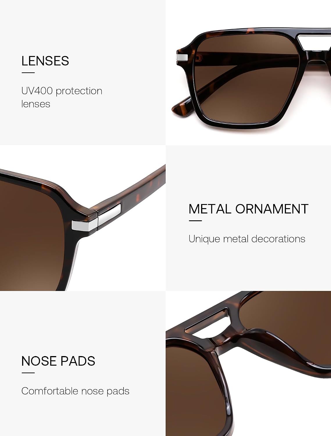 ÉÌƷͼƬ 21 | B0H1W78PMP | FEISEDY Retro Square Aviator Sunglasses Women Men 70s Trendy B0434
