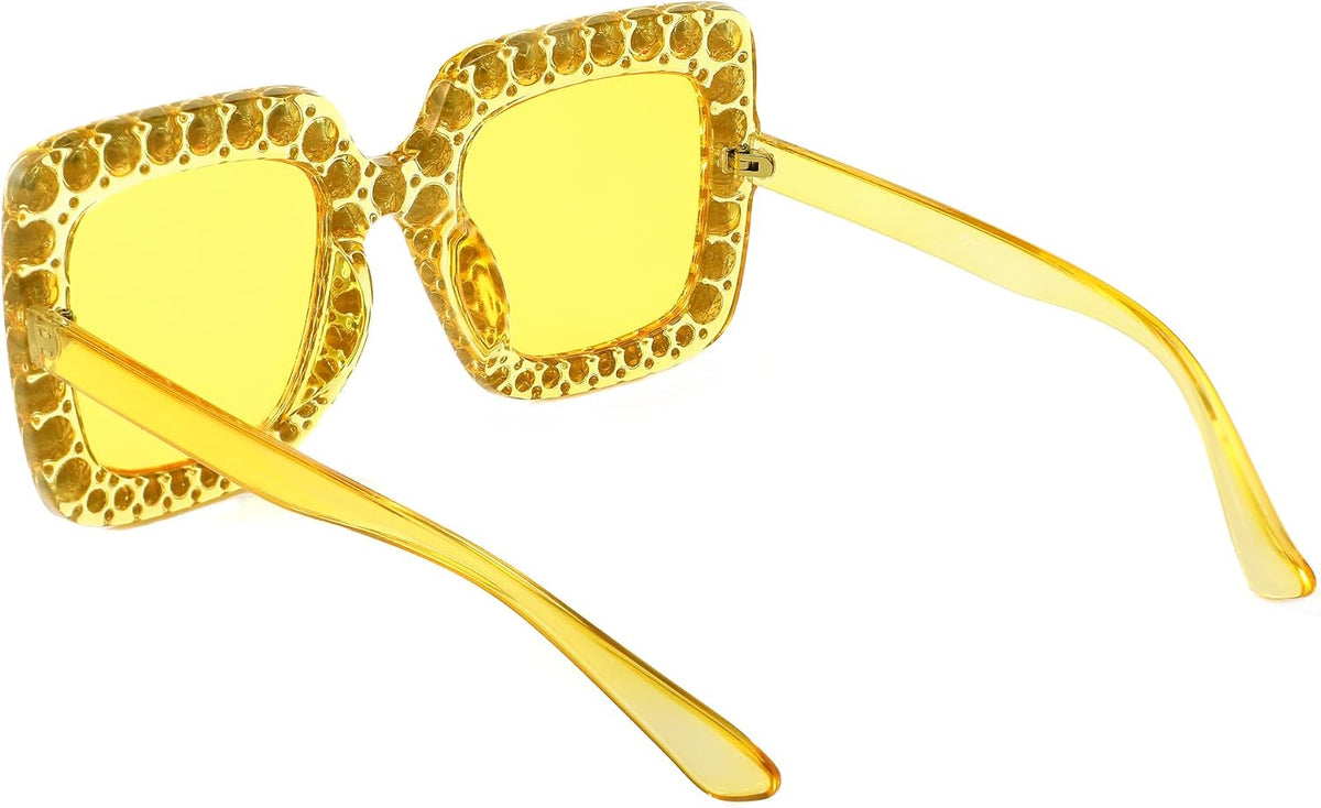 ÉÌƷͼƬ 10 | B077GMJCV8 | FEISEDY Women Sparkling Crystal Sunglasses Oversized Square Thick Frame B2283