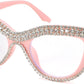 Pink Diamond / 51 Millimeters | B0CPBJ6GJF | FEISEDY Diamond Blue Light Blocking Glasses Cat Eye Rhinestone Women Oversized Anti Eyestrain Computer Glasses Frame B2358