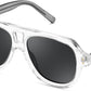Transparent Frame & Gradient Grey Lens / 55 Millimeters | B0H1W9Y5M1 | FEISEDY Retro Aviator Polarized Sunglasses Men Women Trendy Square B0433