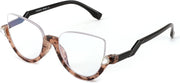 Brown / 2.0 x | B0CJJ5NC9X | FEISEDY Reading Glasses for Women Fashion Half Frame Cat Eye Glasses Anti Glare Eyeglasses B0067