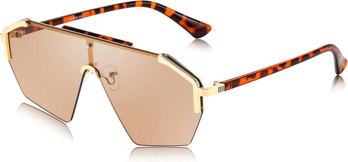 ÉÌƷͼƬ 10 | B0D6G3P982 | FEISEDY Fashion Flat One Piece Oversized Sunglasses Rimless Irregular Stylish Retro Design Shade Women Men B0153