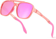Jelly Pink/Purple Mirrored Lens / 56 Millimeters | B0GC3ZM72P | FEISEDY Retro Aviator Polarized Sunglasses Women Men Outdoors B0260