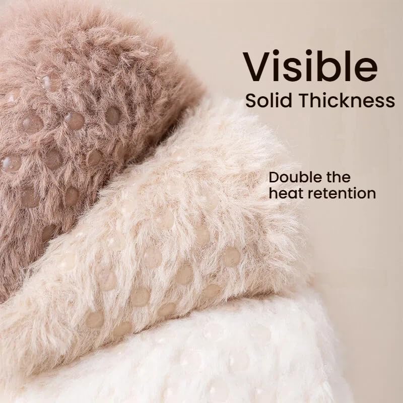 商品图片 4 | B0FY2VX6WJ | Fluffy Fuzzy Warm Slipper Socks, Cabin Sock with Non-Slip Grip Cozy Fashion Women's Slipper Socks for Women Indoor Floor