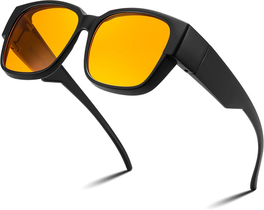 Default Title | B0DHC5JDXR | FEISEDY Fitover Computer Blue Light Glasses Driving Gaming Eyeglasses Anti Glare Nighttime Eye Wear with Yellow Lenses B1226