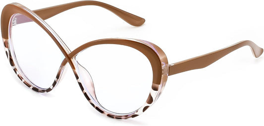 Coffee-tortoise / 60 Millimeters | B0GXZ3356Q | FEISEDY Oversized Cat Eye Blue Light Blocking Glasses for Woman, Retro Cateye Eyeglasses, Stylish Bluelight Glasses B0454