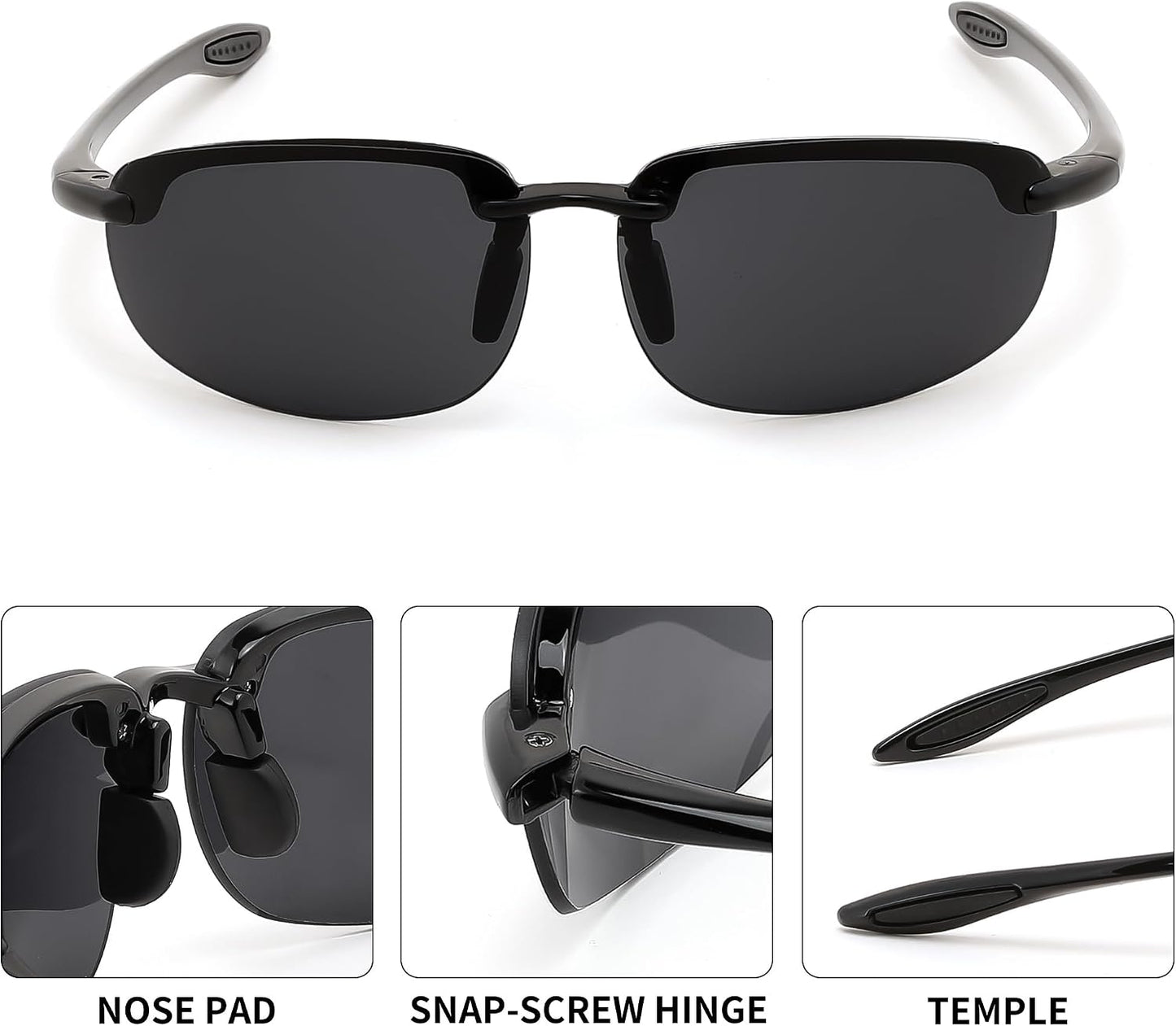 商品图片 3 | B0FY1FT8ZN | FEISEDY Sports Sunglasses for Men Women TR90 Rimless Frame for Running Fishing Driving B0349