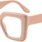 Khaki / 48 Millimeters | B0CSS243Y7 | FEISEDY Oversized Square Blue Light Blocking Glasses for Women Men Fashion Computer Glasses Reduce Eye Strain B0111