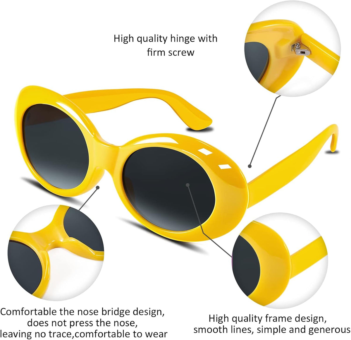 ÉÌƷͼƬ 12 | B074H8KFSZ | FEISEDY Sunglasses White Oval Clout Goggles for Women Men Retro Round Trendy Rimmed Clueless Costume Frame B2253