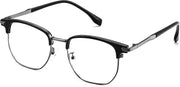 Black- Gunmetal / 50 Millimeters | B0GXFK77W2 | FEISEDY Retro Semi Rimless Blue Light Glasses for Women Men B0438