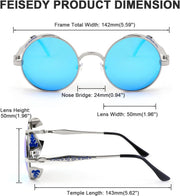 ÉÌƷͼƬ 48 | B0CHLX78KB | FEISEDY Retro Steampunk Sunglasses for Men Women, Round Metal Frame Gothic Vintage Style B2820
