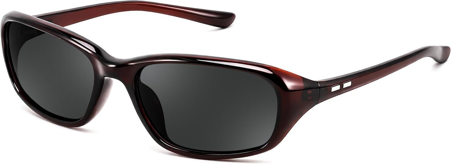 Brown/Grey / 58 Millimeters | B0GLGB4PZN | FEISEDY Y2K Bug Eye Cat Eye Oval Sunglasses for Women Men B0407 | Ultra-lightweight, UV400 protection, Versatile & Chic, Petite faces