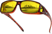Leopard Frame Night Vision Polarized Yellow Lenses / 60 Millimeters | B0DBH4BXVQ | FEISEDY Polarized Fit Over Glasses Sunglasses Men Women Wrap Around B2593