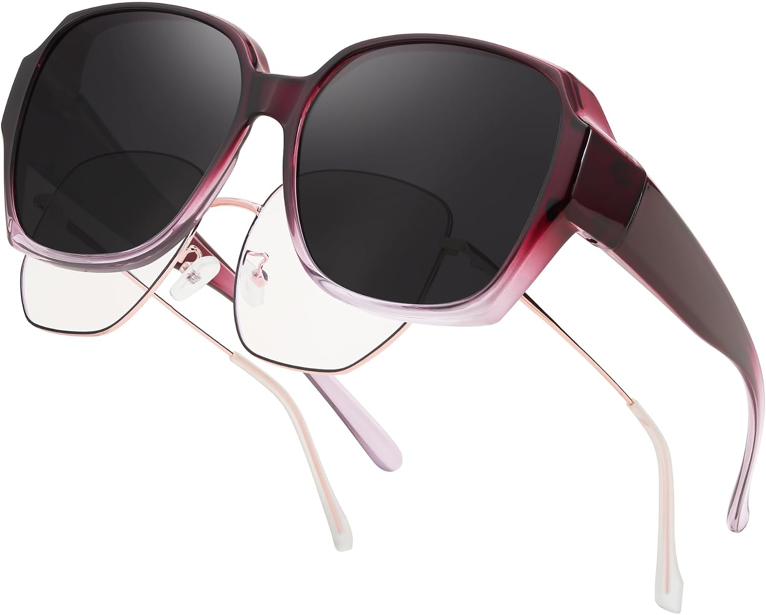 商品图片 8 | B0CPJ88KXS | FEISEDY Fit Over Glasses Sunglasses Polarized for Women Sunglasses Over Prescription Glasses Oversized UV Protection B1114