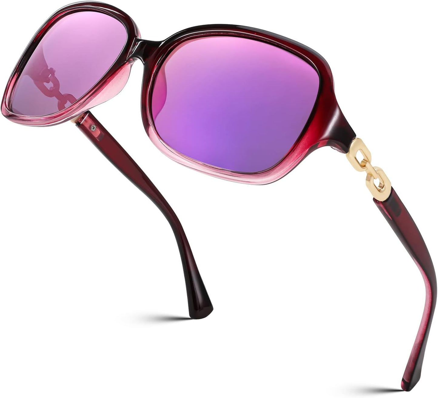 Purple Frame & Purple Mirror Lens / 56 Millimeters | B0BGHPYMDR | FEISEDY Womens Polarized Sunglasses Square Wraparound Shades UV400 Mirrored Trendy Sun Glasses for Women B2526