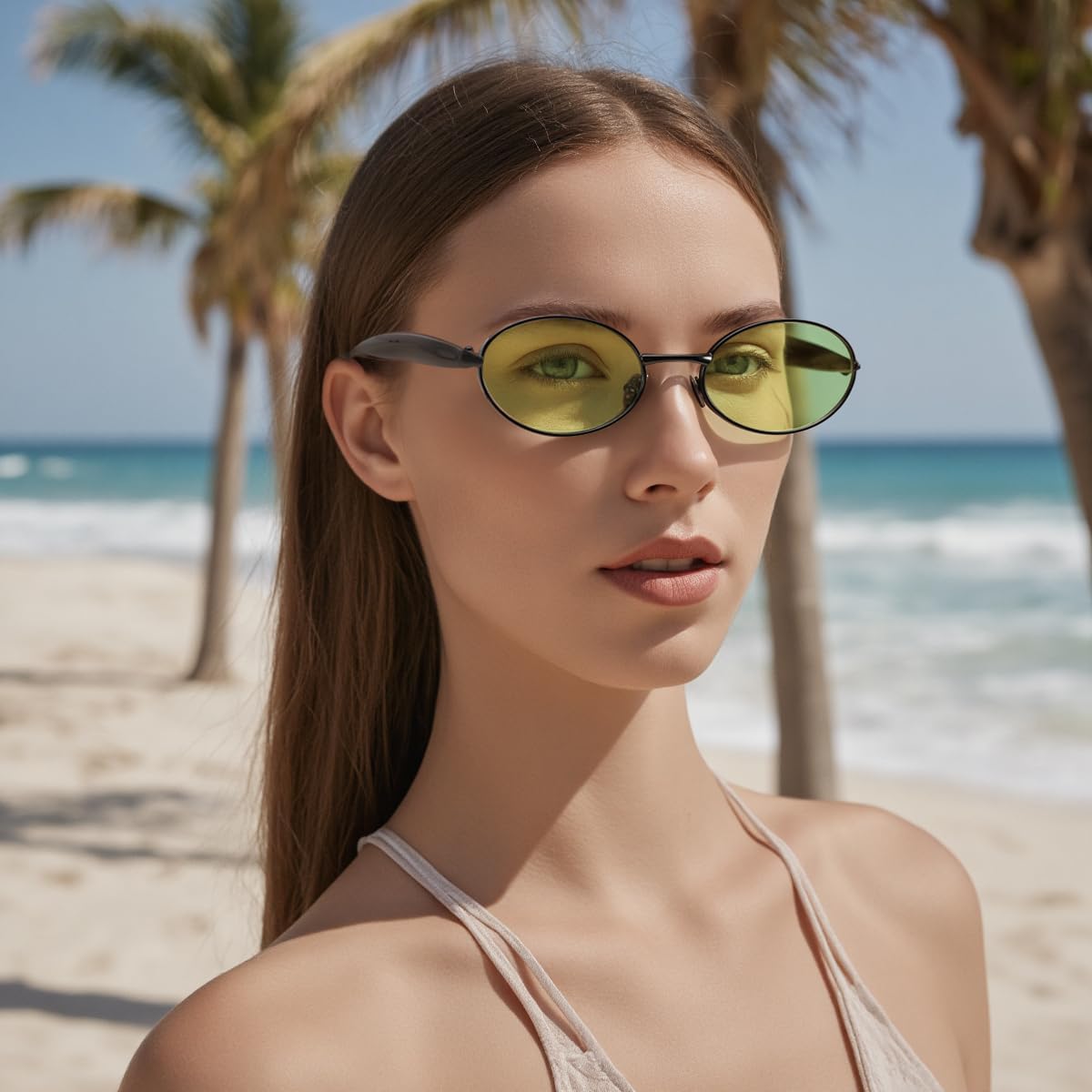 ÉÌƷͼƬ 45 | B0FH4FH8VH | FEISEDY Retro Oval Sunglasses Women Men - Gold Metal Chunky Frame, UV400 for Driving & Daily Wear B0312