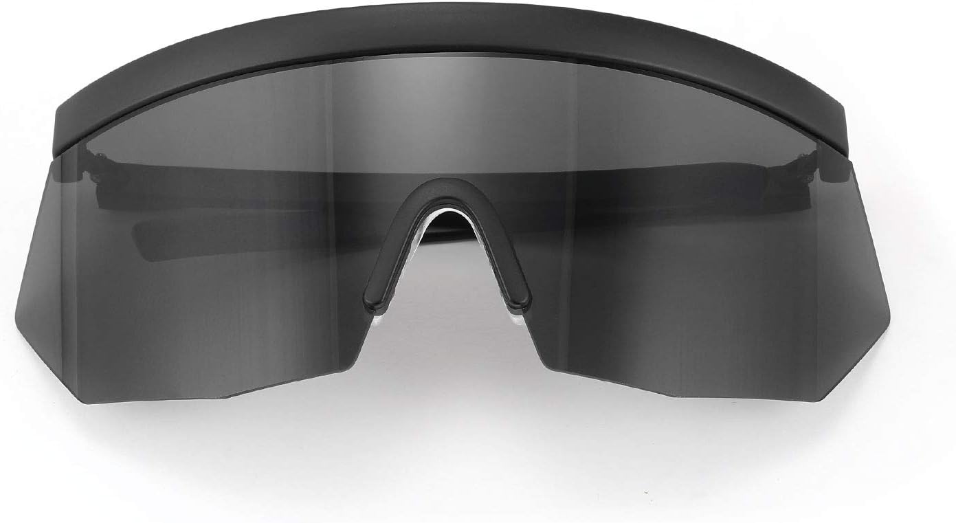 商品图片 3 | B08R8H82SR | FEISEDY Oversized Flat Top Shield Glasses Mirrored Lens Semi Rimless Style Sun Visors Sunglasses B2727