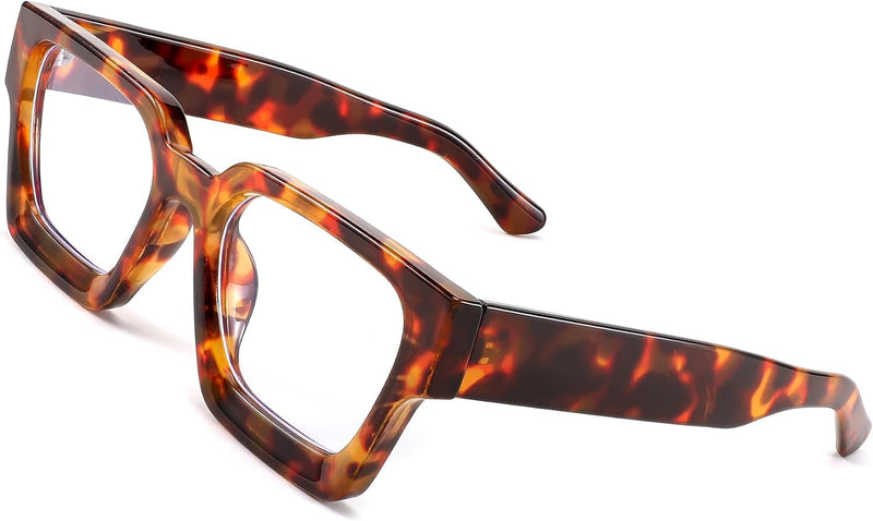 Leopard Frame / 53 Millimeters | B0C1SSZ4NT | FEISEDY Blue Light Blocking Glasses Thick Computer Eyewear Retro 90s Square Frame B2383