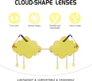 ÉÌƷͼƬ 12 | B09K7C4FB7 | FEISEDY Retro Dripping Cloud Shaped Tassel Sunglasses Rimless Women Funny Party Disco Eyewear B2834