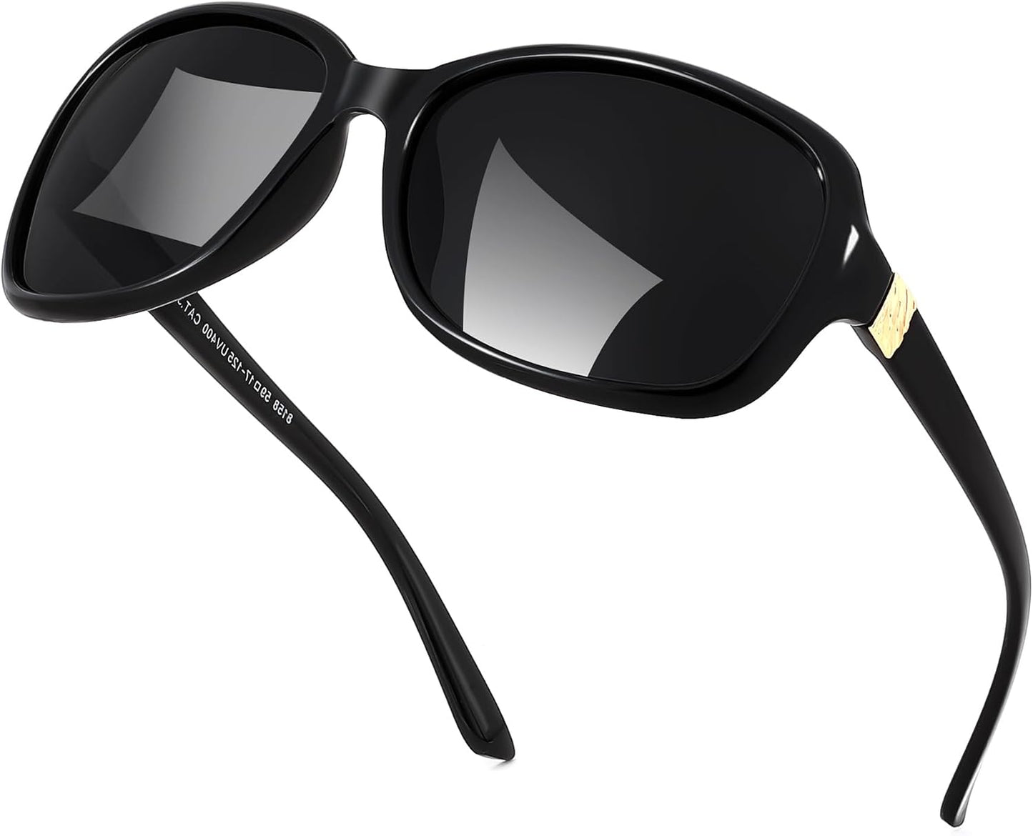 Black Frame & Grey Lens / 58 Millimeters | B0FZKHHLY4 | FEISEDY Polarized Sunglasses for Women Classic Vintage UV400 Shade | Trendy Square Wraparound Ladies Sun Glasses B0309