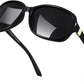 Black Frame & Grey Lens / 58 Millimeters | B0FZKHHLY4 | FEISEDY Polarized Sunglasses for Women Classic Vintage UV400 Shade | Trendy Square Wraparound Ladies Sun Glasses B0309