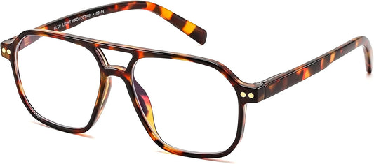 FEISEDY Retro Aviator Reading Glasses Square Readers for Women Men B0068 | Spring Hinge, Blue Light Reading Glasses,Stylish reading glasses for men | RED Series - Tortoise