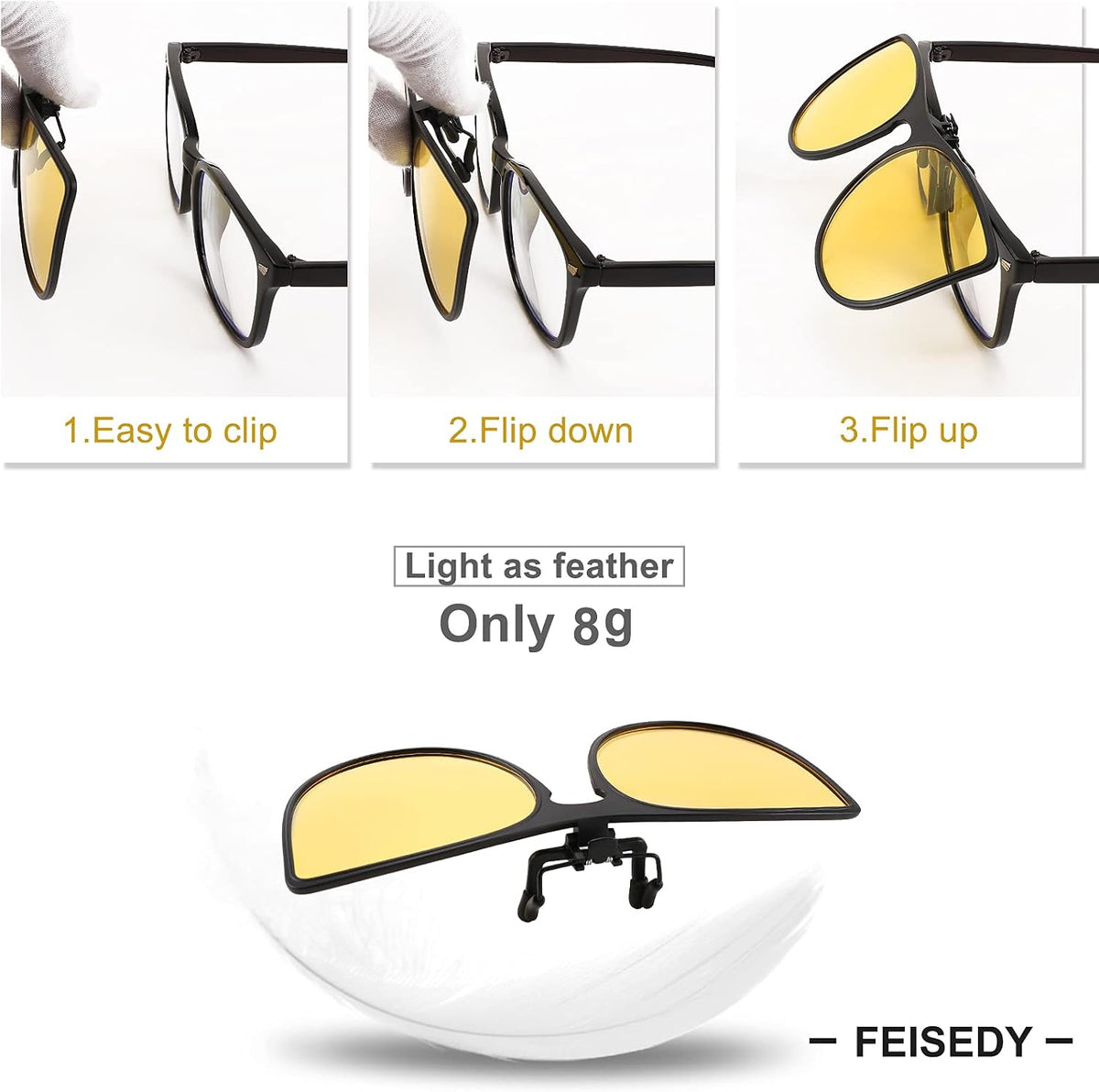ÉÌƷͼƬ 11 | B093SYK6Y9 | FEISEDY Cat Eye Polarized Clip-On Sunglasses Men Women over Glasses Driving Outdoor B2764