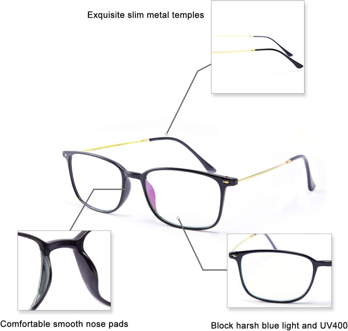 ÉÌƷͼƬ 5 | B08GYNK91H | FEISEDY Blue Light Blocking Computer Reading Glasses Lightweight Frame Anti Eyestrain for Men Women B2681