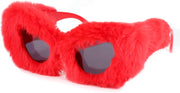 Red / 70 Millimeters | B09PNC6SN5 | FEISEDY Sunglasses Women Plush Fuzzy Soft Velvet Party Masquerade B2877