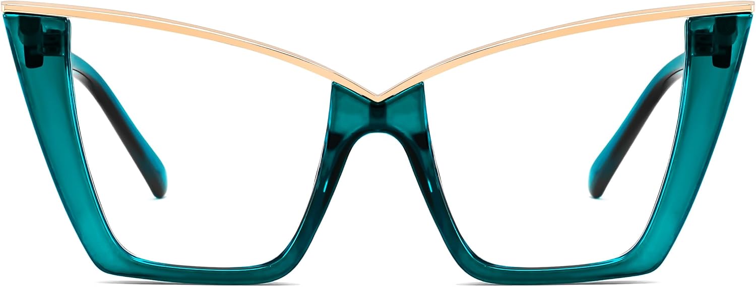 Transparent Blue / 50 Millimeters | B0H83RMBP6 | FEISEDY Fashion Cat Eye Blue Light Blocking Glasses for Women Fake Retro Eyeglasses Oversized Stylish Eyewear Frame B0240
