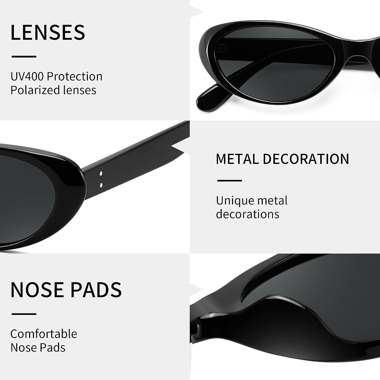 商品图片 32 | B0H6WC71MZ | FEISEDY Retro Oval Polarized Sunglasses for Women Cat Eye TR90 Shades B0460