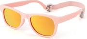 004 Orange Frame/Multicolor Mirrored Lens / 42 Millimeters | B0BQC7KR8R | FEISEDY Kids Polarized Sunglasses Toddler Sunglasses Flexible Frame with Strap for Baby Girls Boys Age 2-8 B2352