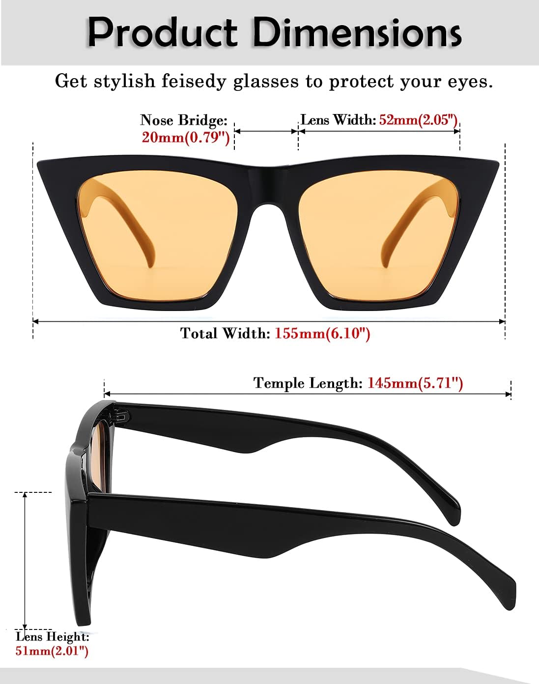 商品图片 14 | B0C5378735 | FEISEDY Vintage Square Cat Eye Sunglasses Women Trendy Cateye Sunglasses B2473