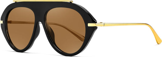 Black Frame Brown Lens / 54 Millimeters | B0GKG8M7DW | FEISEDY Retro Aviator Sunglasses for Women Men Trendy Oversized 70s Vintage Metal Sun Glasses B0408