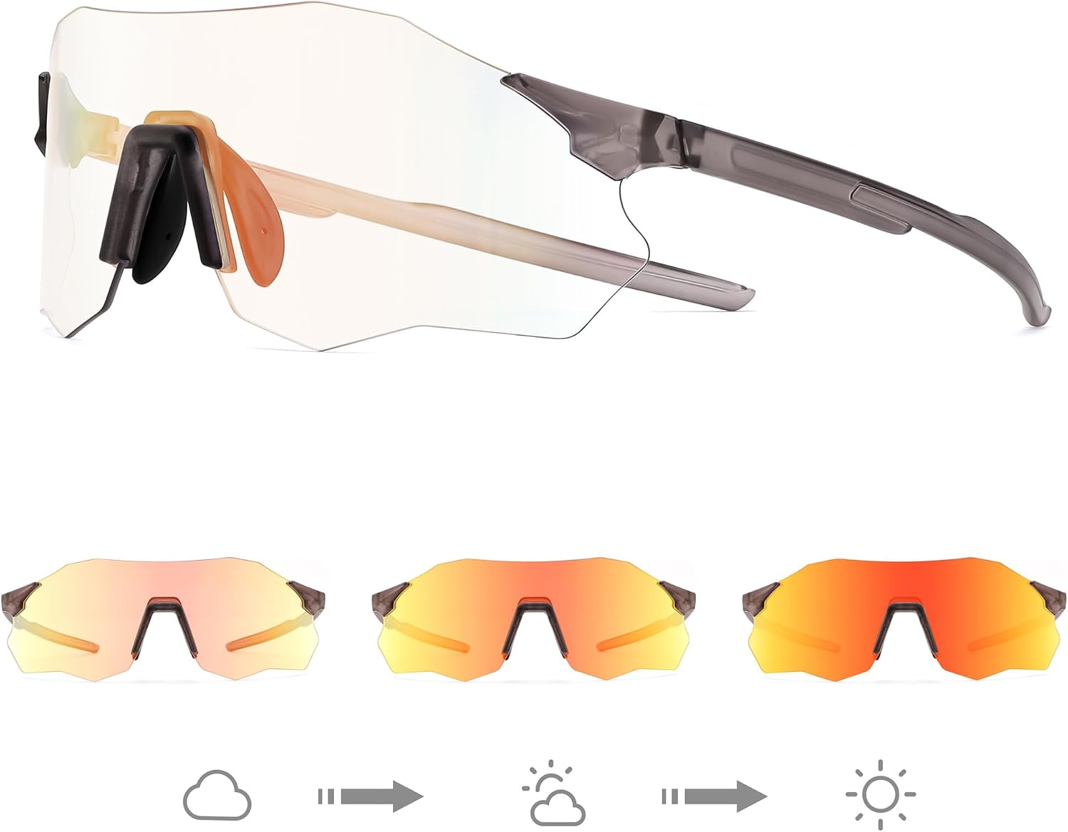 商品图片 20 | B0FHNVLT2X | FEISEDY Photochromic Cycling Glasses for Men Women Mountain Bike Sports Sunglasses UV Protection B0310