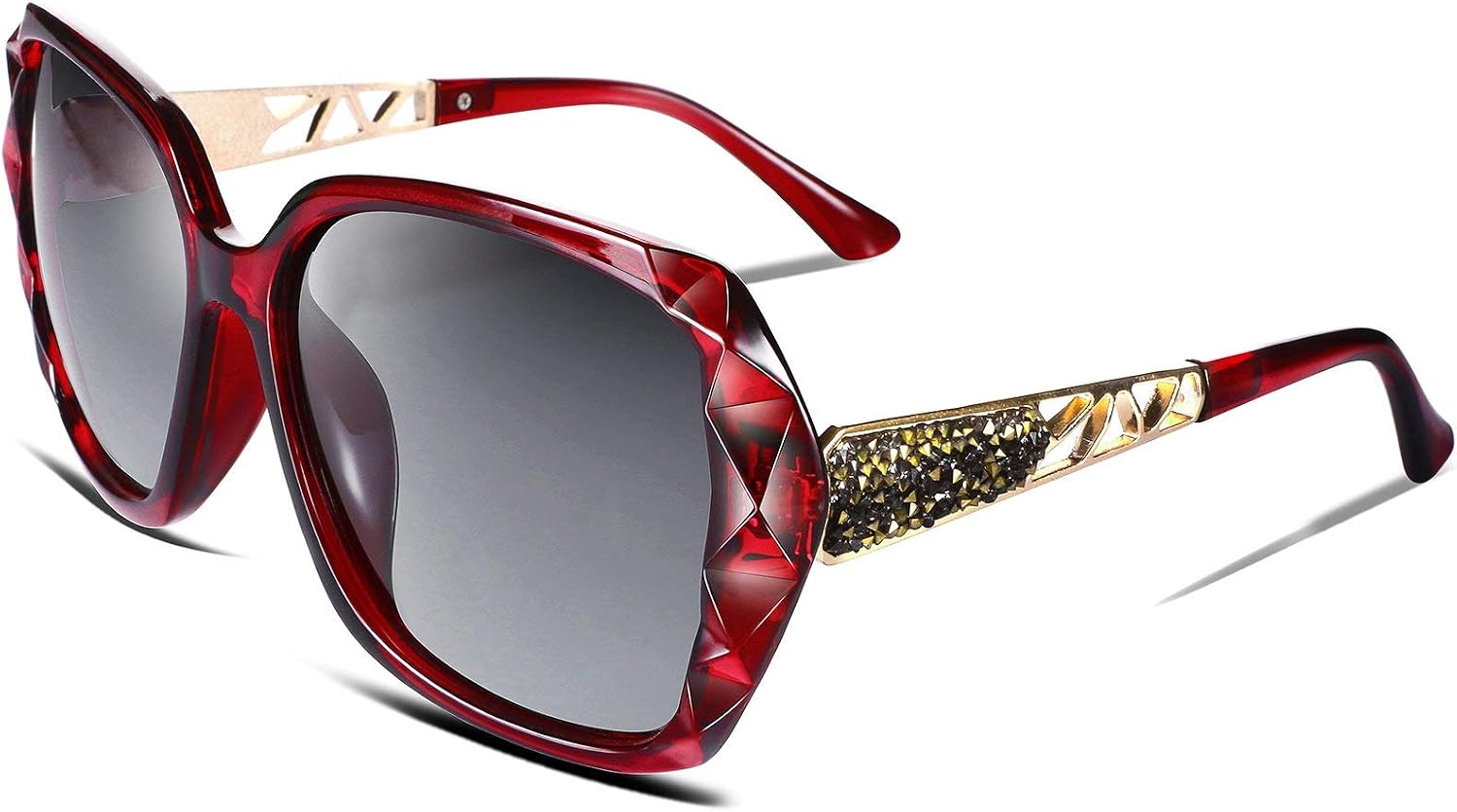 Wine / 56 Millimeters | B07BPK11JS | FEISEDY Polarized Women Square Sunglasses Sparkling Composite Shiny Frame B2289