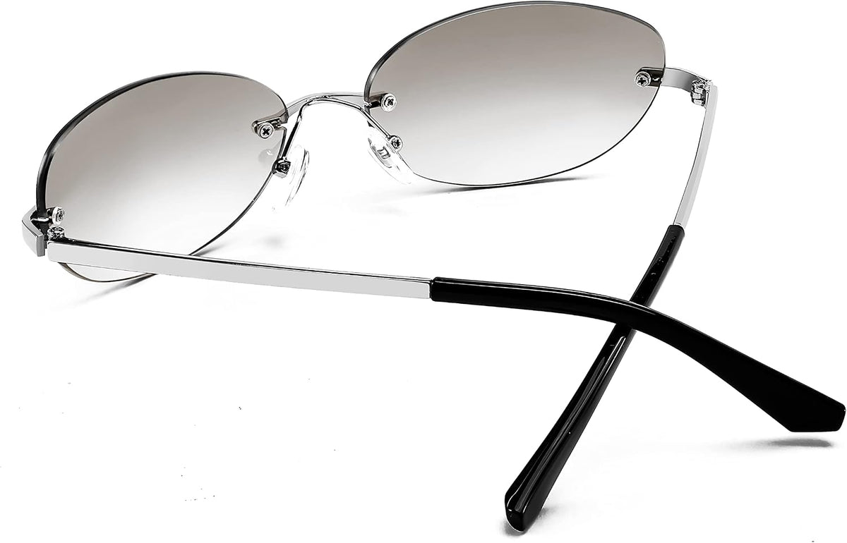 ÉÌƷͼƬ 11 | B0BZPBKFF1 | FEISEDY Trendy Rimless Oval Sunglasses for Women Men Retro 90s Eyewear Frame Y2K Glasses B2393