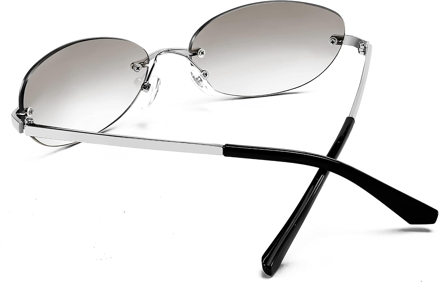 商品图片 11 | B0BZPBKFF1 | FEISEDY Trendy Rimless Oval Sunglasses for Women Men Retro 90s Eyewear Frame Y2K Glasses B2393