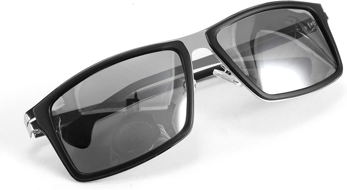 Silver / 58 Millimeters | B08NWWXS1K | FEISEDY Polarized Sunglasses Rectangular Metal Ultra Lightweight Men's Sunglasses B2704