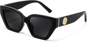 Black Frame & Grey Lens / 52 Millimeters | B0F8N6T6HM | FEISEDY Women's Polarized Cat Eye Sunglasses - UV400 Protection, Trendy Design for Driving & Daily Wear B0299