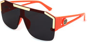 Orange Frame With Grey Lens / 73 Millimeters | B0CPBLRY7J | FEISEDY Square Oversized Sunglasses for Men Women Flat Top B2765