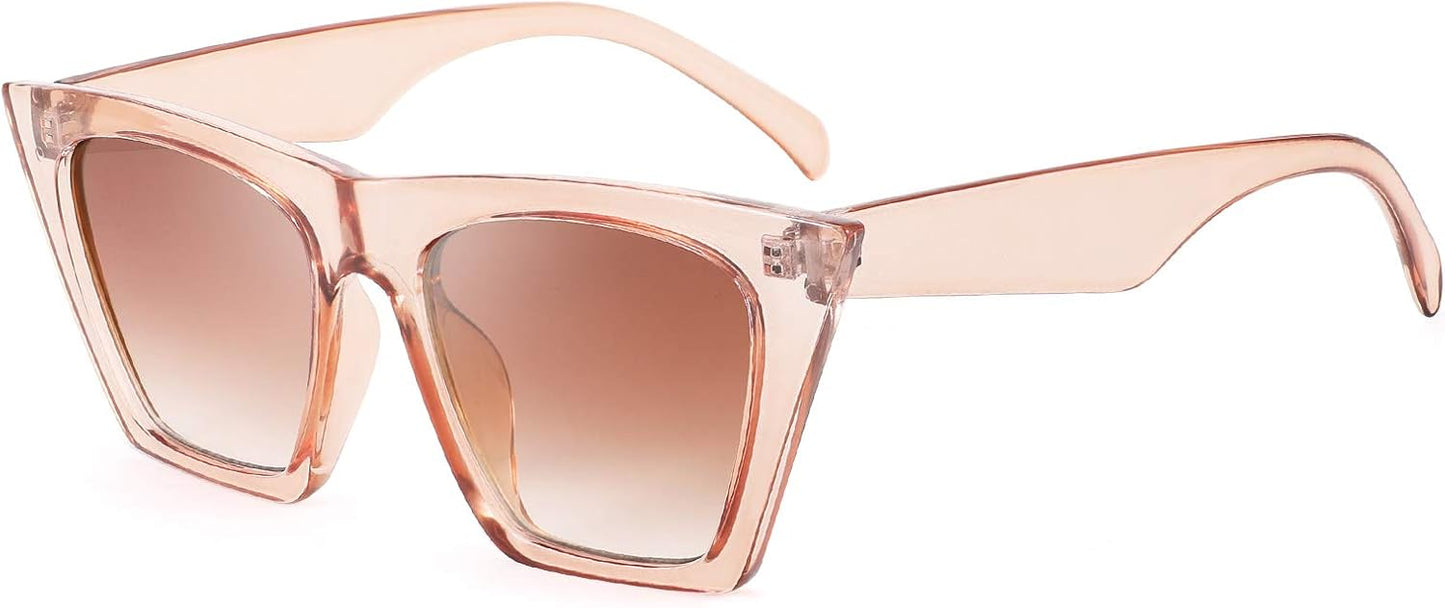 Champagne / 52 Millimeters | B08S6W5H7N | FEISEDY Vintage Square Cat Eye Sunglasses Women Trendy Cateye Sunglasses B2473