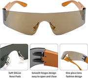 ÉÌƷͼƬ 50 | B0B1V45SXC | FEISEDY Y2K Futuristic Sunglasses Women Men Rimless One Piece Miorred B2927